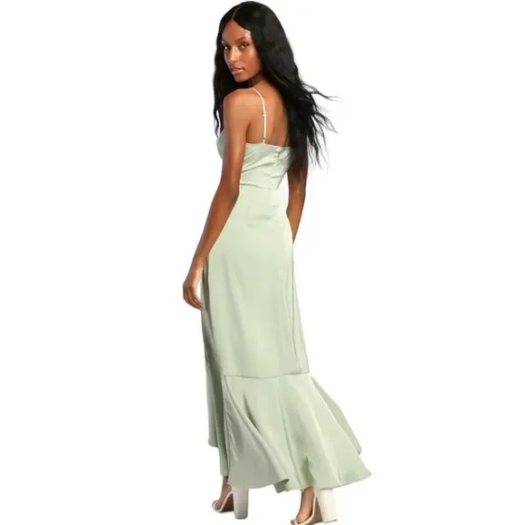 Lulu's Sage Green Maxi Dress - Picture 3 of 11
